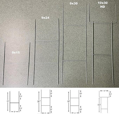 Yard Sign Stakes, 24 inch Standard Size H Stakes, American Made, Overlap Weld for Maximum Strength, Galvanized Steel (50)