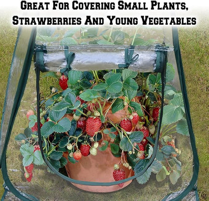2pcs Quick Set up Mini Greenhouse Portable Small PVC Cover for Garden Flower and Flowerpot Cold Frost Protector Portable Carry Bag with 8 Stakes(PVC(27" L x 27" W x 31" H))