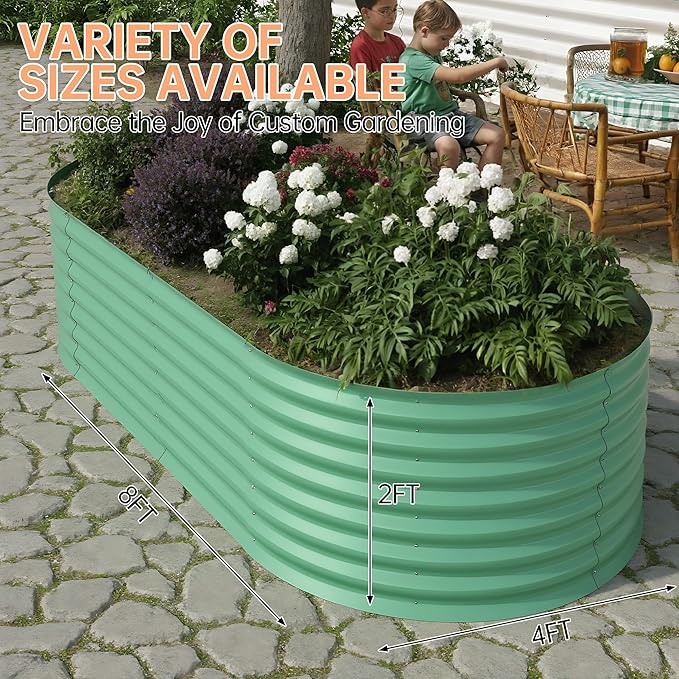 8x4x2 ft Galvanized Raised Garden Bed Outdoor, 24 in Tall Metal Planter Box for Flowers Herbs Vegetables, Rust-Resistant Raised Garden Beds for Gardening, Easy Assembly Outdoor Garden Box & Planters