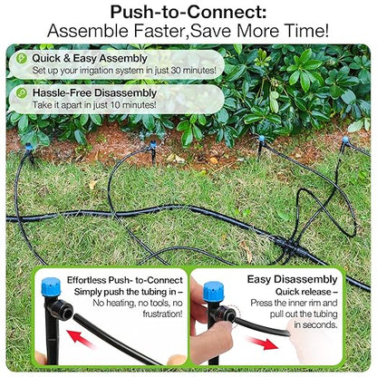 MIXC Quick Connector Drip Emitters for 1/4" Tubing, Adjustable Flow, 360° Fan-Shaped Sprayer (Drip Emitter Stream, 20 Packs)