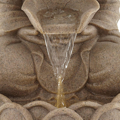 Calm Buddha 22" High Large Zen Asian Indoor Outdoor Decor Sand Stone Floor Fountain with Light LED Standing Waterfall Water Feature for Outside Garden Patio Yard Backyard Porch Deck - John Timberland