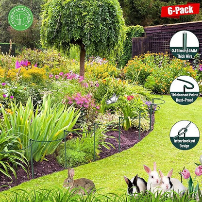 Half Round Snake Plant Support Stakes, Plant Ring for Peonies, Hydrangeas, and More - Sturdy, Rust-Proof Plant Supports for Indoor and Outdoor Potted Plants (6 Pack, 14x8Inch)