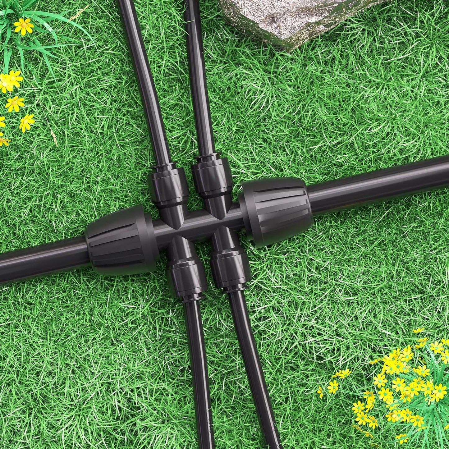 MIXC 4 Packs 1/2''to 1/4''Barbed Tee Quick Connector,Drip Irrigation Fittings for 4-Way Connector