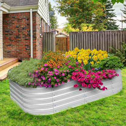 BPS 6-in-1 Metal Raised Garden Bed, 5.5x4 FT Galvanized Planter Raised Beds for Vegetables, Flowers 17'' Extra Tall