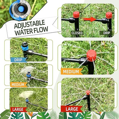 Push-to-Connect Drip Irrigation System Adjustable Irrigation System for Garden Raised Bed Automatic Plant Watering System Complete Drip Irrigation Kit with Drip Emitters, Tubing, Connectors