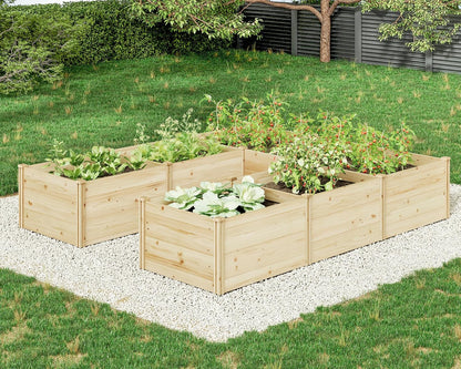 AMERLIFE U-Shaped Raised Garden Bed, 7.5Wx9Dx1.6H Outdoor Wooden Raised Garden Bed Planter with 19.6" Depth Planter Box
