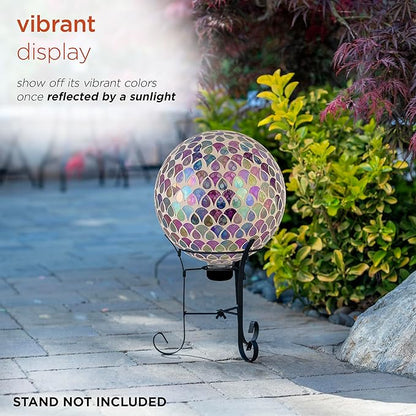 Alpine Corporation HGY438 Outdoor Mosaic Glass Gazing Globe with Colorful Teardrop Design, 10" Diameter, Multicolor