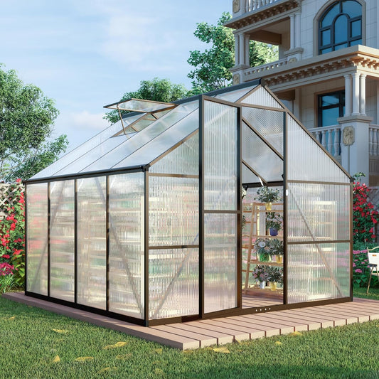 8x8 FT Greenhouse for Outdoors,Green House for Outside,Dark Gray