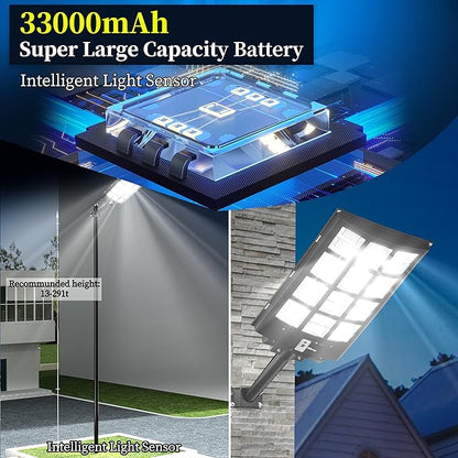 Ofuray Of-5600W Solar Street Lights Outdoor,560000Lm Solar Security Flood Lights Parking Lot Lights Commercial Dusk to Dawn, 6500k Waterproof Led with Remote Control Motion for Street,Court,Barn