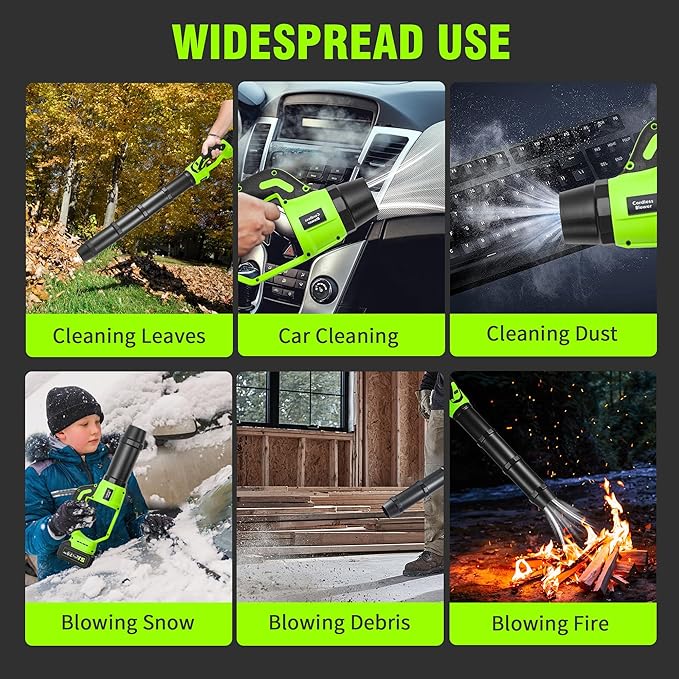 Cordless Electric Leaf Blower, 21V Small Handheld Leaf Blower with 2X 3.0Ah Battery and Charger, Mini Lightweight 480CFM Blower with Infinite Speeds for Lawn Care, Yard, Deck, Patio, Leaves, Dust