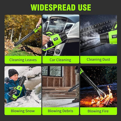 Cordless Electric Leaf Blower, 21V Small Handheld Leaf Blower with 2X 3.0Ah Battery and Charger, Mini Lightweight 480CFM Blower with Infinite Speeds for Lawn Care, Yard, Deck, Patio, Leaves, Dust