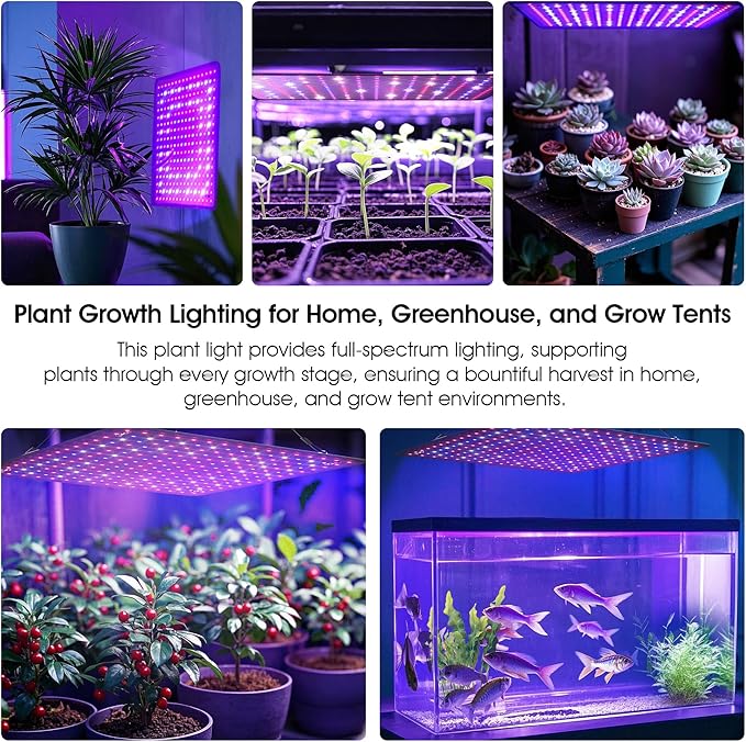 2 Pack LED Grow Light Panel 200W Lamp for Indoor Plants, Full Spectrum with White Blue Red UV IR LEDs for 4x4ft Coverage Grow Tent Greenhouse Veg and Bloom Seedlings Hydroponics