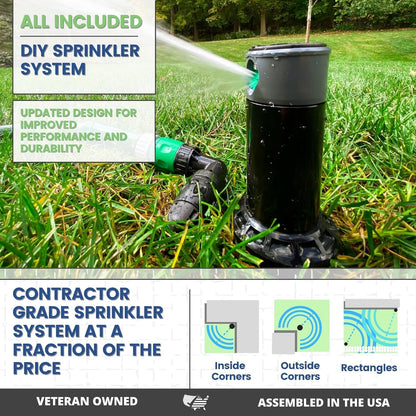 In-Ground 5-Inch Pop-Up Adjustable Sprinkler 2-Pack With Quick Hose Connectors And Splitter, QSK-742