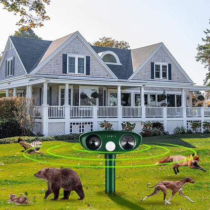 4 Pack Solar Animal Repellent Ultrasonic Deer Repellent Devices Cat Deterrent Outdoor Waterproof with Motion Sensor Solar Animal Repeller for Squirrel,Dog,Raccoon,Skunk,Rabbit for Yard Garden