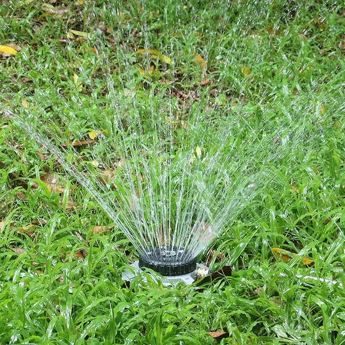 STYDDI Metal 9-Pattern Turret Lawn Sprinkler, 9 Pattern Garden Sprinkler with Heavy-Duty Metal Base, Great for Small, Shaped, Medium-Sized Yard Areas, Coverage Area Up to 1,022 Sq.Ft