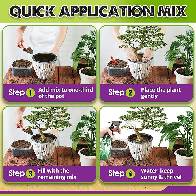 DUSPRO Recycle Premium Bonsai Soil Mix Ready to Use Pre-Mixed 5in1 with Akadama, Pumice, Vermiculite, and Peat Moss Professional Bonsai Potting Soil Mix 4 Qrt
