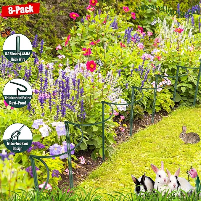 8 Pack Snake Plant Support Stakes - Rust-Proof Half Round Peony Stakes and Supports - Ideal for Hydrangeas, Dahlias, ZZ, and More - Indoor and Outdoor Potted Plant Support and Stakes