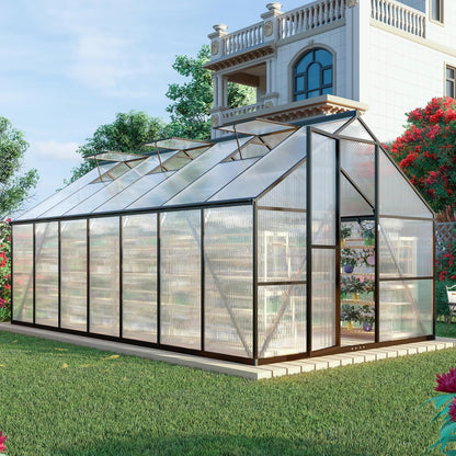 CQZY 8x14 FT Greenhouse for Outdoors,Walk-in Greenhouse for Outdoors,Dark Gray