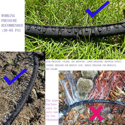 2025 Flat Soaker Hose 150 ft with Stakes for Garden, 75ft x 2 Linkable Drip Hose Diy Garden Irrigation System Saving 80% Water, Dual-layer Leak-free Design Water Hose with Holes