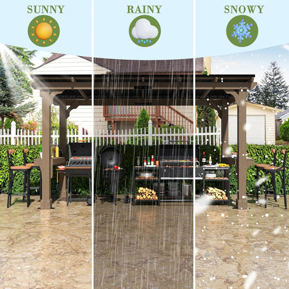 MUPATER 6 x 13 FT Wooden Grill Gazebo with Sloping Metal roof, Heavy Duty Hard Top Grill Gazebo Suitable for 2 Full-Size Grills, BBQ Canopy for Outdoor Patio, Lawn, Garden