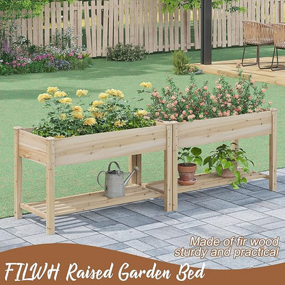FILWH Raised Garden Bed with Legs Elevated Wooden Planter Box Stand Large Planter Stand Box for Fruits Vegetables Flowers with Divider with Bag - 48 * 24 * 30.5IN