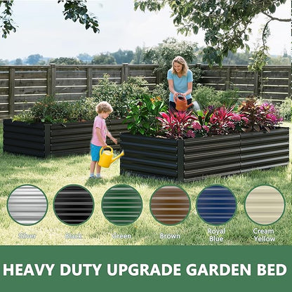FOOWIN 2pcs 8x4x2ft Galvanized Raised Garden Bed, Planter Raised Garden Boxes Outdoor, Large Metal Raised Beds for Gardening, Garden Bed for Vegetables, Flowers, Herb,478 Gallon Capacity, Black
