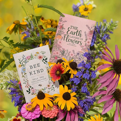 Bentley Seed Co. | Bee Kind Pollinator Flowers | Beautiful Bee Art Kraft Look Seed Packets | Environmental Favors Cards for Guests | Wildflower Mix Seed Packets | Eco-Friendly Hand Out Gift | 25 Pack