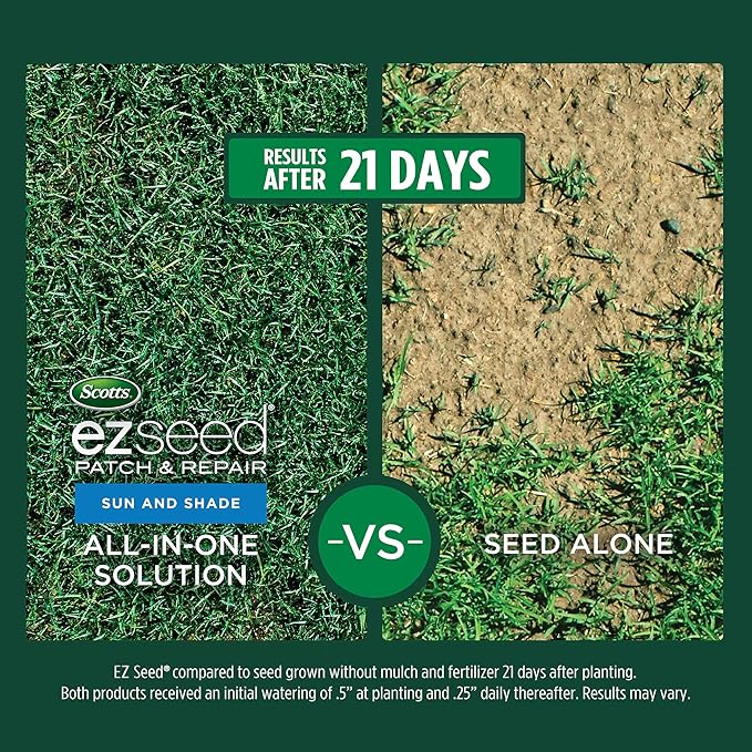 Scotts EZ Seed Patch & Repair Sun and Shade Mulch, Grass Seed, Fertilizer Combination for Bare Spots and Repair, 3.75 lb, Brown