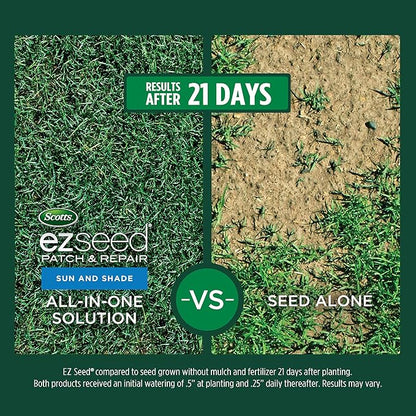 Scotts EZ Seed Patch & Repair Sun and Shade Mulch, Grass Seed, Fertilizer Combination for Bare Spots and Repair, 3.75 lb, Brown