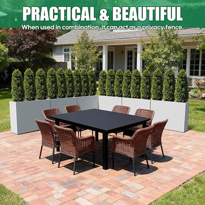 Large Metal Planter Box for Outdoor 38"Lx13"Wx30"H, Tall Rectangular Planters for Outdoor Patio/Porch/Cafe, All-Weather Durable Galvanized Steel, Modern Design for Plants, Flower,Garden, White