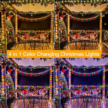 Ollny Christmas Lights Warm and Multicolor, 600LED 197FT Christmas Tree Lights IP67 Waterproof, Plug in Fairy Light with Remote 11 Modes Timer, Xmas Light for Outdoor Indoor House Holiday