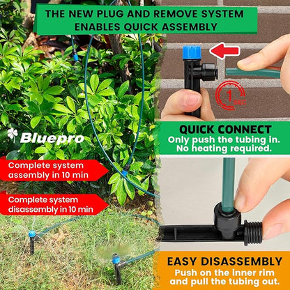 230FT Drip Irrigation System, Quick-Connect Automatic Garden Watering Misting System for Greenhouse, Yard, Lawn with 1/2 inch Hose, 1/4 inch Distribution Tubing, Drip Emitters, Connectors