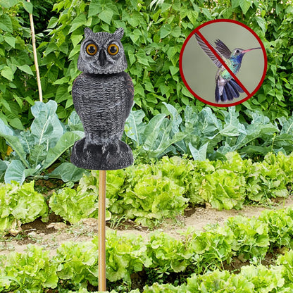 Hausse 3 Pack Bird Scarecrow Fake Owl Decoy Sculpture, Rotating Head Plastic Owl Bird Deterrents, 10.6 Inch Height Nature Enemy Horned Pest Repellent for Outdoor Garden Yard