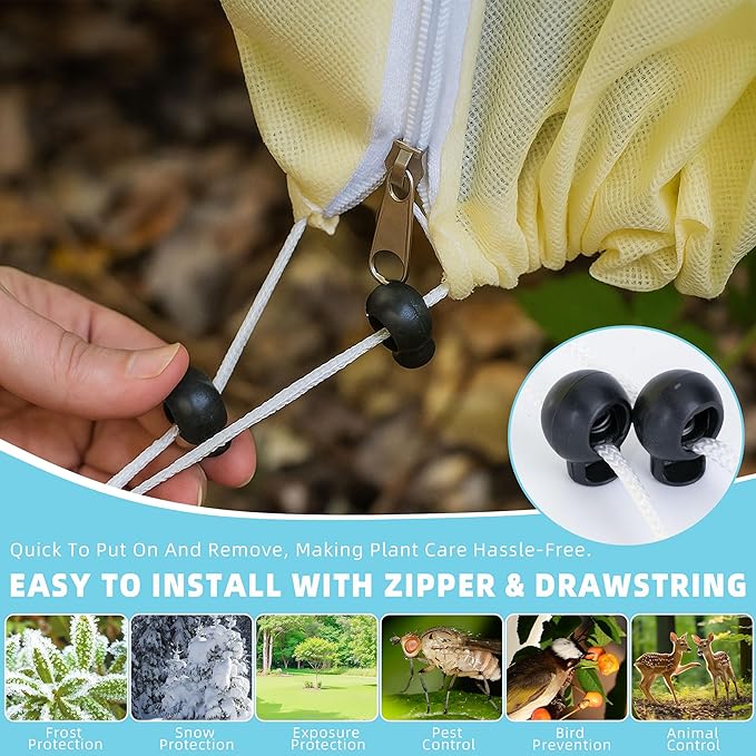 Plant Covers Freeze Protection 2 Pack 47.2”*70.8” with Zipper and Drawstring Frost Cloths for Outdoor Garden Plants Tree Potted Winter Cold Weather
