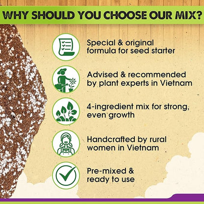 DUSPRO Recycle 8 QRT Seed Starter Soil Pre-Mixed Seed Starting Mix for Young Plant Seeds, Soilless Formula Moisture Retention, Aeration & Nutrient Seed Starting Soil 4in1