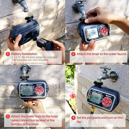 Eden 93411 1-Zone Digital Water Timer with LCD Display - Programmable Sprinkler System Manual Watering Rain Delay and Moisture Sensor Compatibility