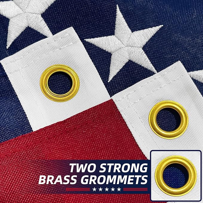 Premium American Flag 6x10 Ft TearProof Series for Outside, Heavy Duty Outdoor，Longest Lasting, Super Tough Fade Resistant Spun Polyester, High Wind US Outdoor Flags Embroidered Stars, Sewn Stripes, Brass Grommets