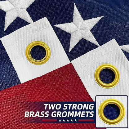Premium American Flag 3x5 Ft 3 Pack TearProof Series for Outside, Heavy Duty Outdoor，Longest Lasting, Super Tough Fade Resistant Spun Polyester, High Wind US Outdoor Flags Embroidered Stars, Sewn Stripes, Brass Grommets