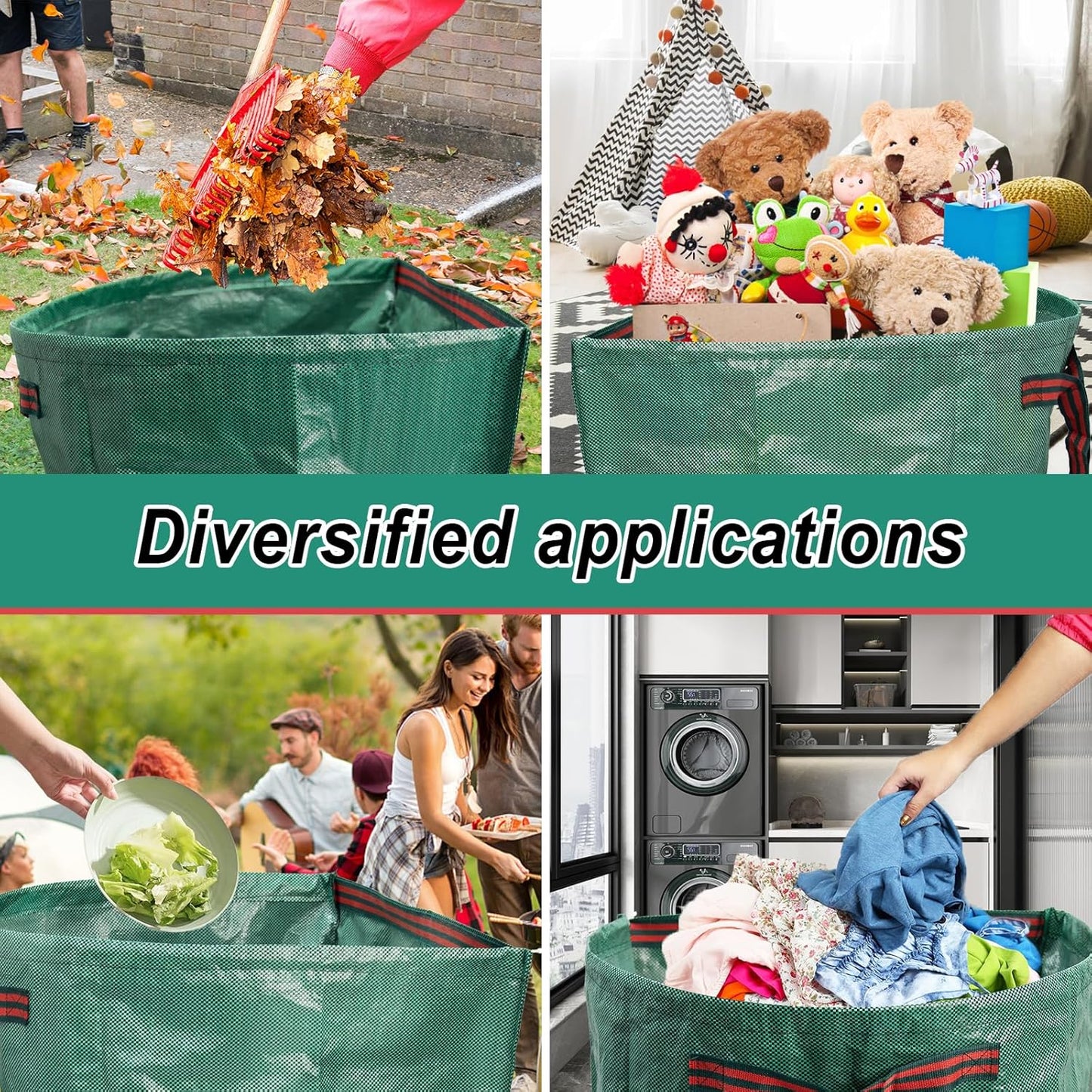 53 Gallon 1/2/3-Pack Leaf bags,Large Yard Dustpan-Type Reusable Lawn Yard Waste Bags,Foldable Garden Leaf Collector Bags for Leaves,Debris,Clippings,Lawn Trash