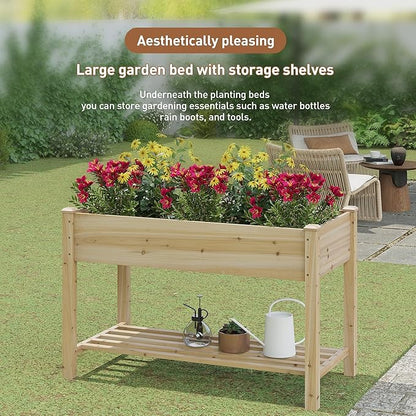 FILWH Raised Garden Bed with Legs Elevated Wooden Planter Box Stand Large Planter Stand Box for Fruits Vegetables Flowers with Divider with Bag - 48 * 24 * 30.5IN