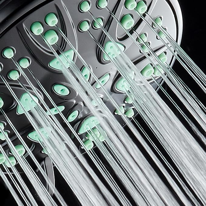 AquaDance Antimicrobial – Anti-Clog High-Pressure 6-Setting Hand Shower with Microban Nozzle Protection from Growth of Mold, Mildew & Bacteria for Stronger Shower! 3 Jet Color Choices – 4" Coral Green