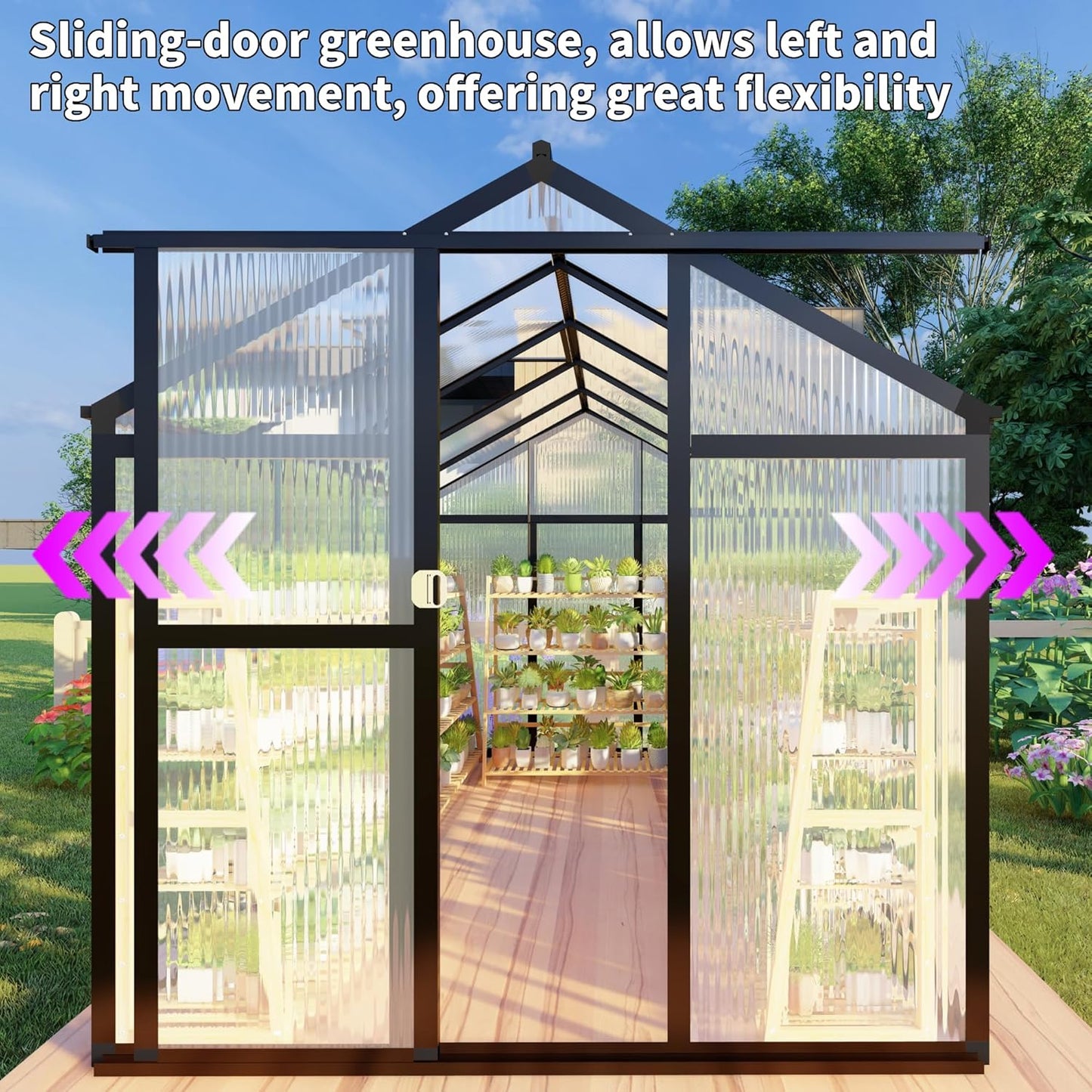 CQZY 6x8 FT Greenhouse for Outdoors,Walk-in Greenhouse for Outdoors,Dark Gray