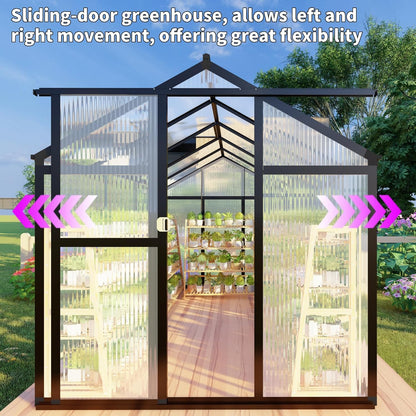 CQZY 6x8 FT Greenhouse for Outdoors,Walk-in Greenhouse for Outdoors,Dark Gray