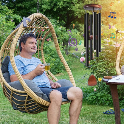 Large Aluminium Wind Chimes 37" Inches to Create a Zen Atmosphere Suitable for Outdoor, Garden, Patio Decoration, Classic Wind Chimes Suitable as A Gift for Unisex (Black)