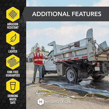 HydroTech 100 ft Expandable Garden Hose - Pro Series, 2x Max Flow, 3/4" No-Kink Flexibility, Lightweight Hose for Lawn, Garden, Car Washing, Deck and Patio Cleaning