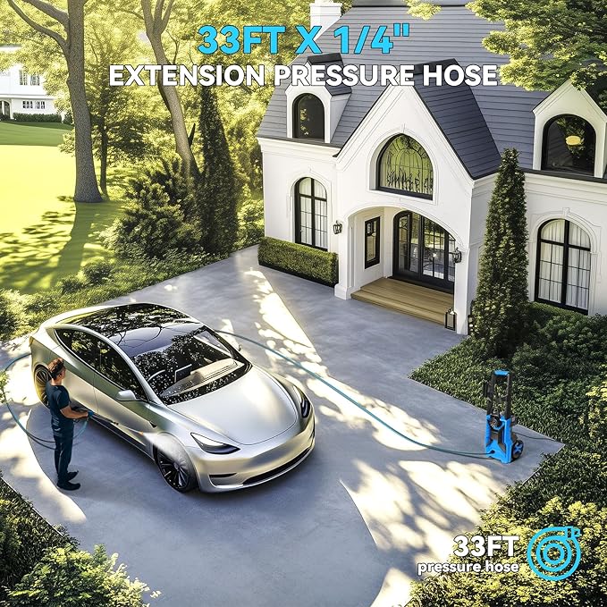 5000PSI Pressure Cleaner 4.0 GPM Adjustable Pressure,4.0 GPM Power Cleaner with Foam Cannon,4 Nozzles,33FT Hose and 500ml Soap Bottle for Home/Cars/Driveways/Patios/Fences(Blue)