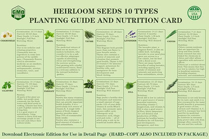 10 Herb Seeds Garden Starter Grow Kit with White Pots, Markers, Nutritional Soil, Watering, Herb Clipper, Complete Indoor Potted Plant Growing Set for Kitchen DIY