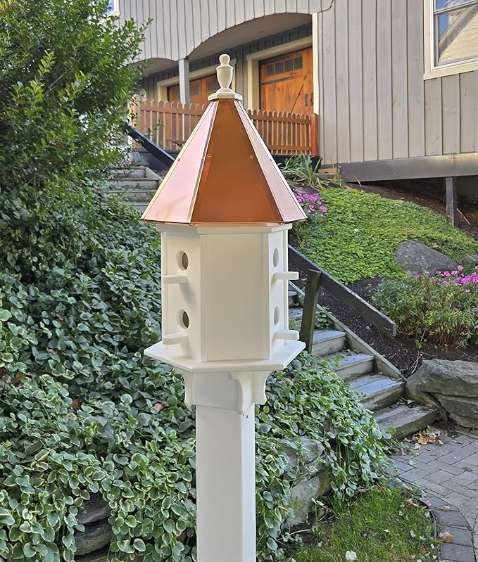 Amish Handmade Birdhouse with Copper Roof 6 CompartmentsBird Watching (Copper Roof, 6 Compartments)