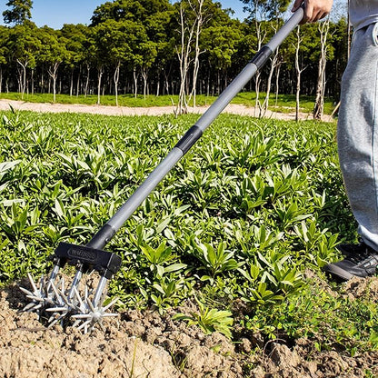 Walensee Rotary Cultivator Garden Tool – Adjustable Hand Tiller for Gardening & Lawn Care with Rustproof Aluminum Blades, Telescopic Handle, Lightweight Nylon Base – Soil Aerator & Grass Reseeder