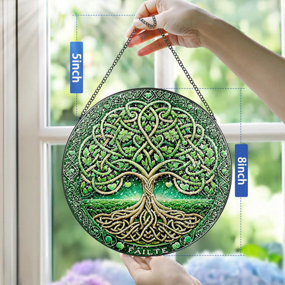 Stained Glass Window Hanging, Pauyadu Tree of Life Sun Catchers, Stained Glass Suncatcher, Tree of Life Decor Gifts for Women, Men, Wife, Lovers, Couple and Friend - 8 Inch